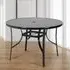 Round Patio Dining Table with Umbrella Hole - Black, Glass