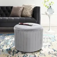 Round Pouf Footstool Ottoman - Velvet alternate view