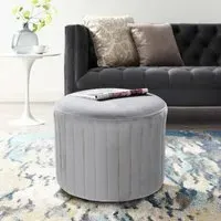 Round Pouf Ottoman Footstool - Velvet
