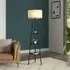 Round Shelf Floor Lamp with Fabric Shade - Black, Metal