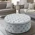 Round Tufted Cocktail Ottoman - Linen