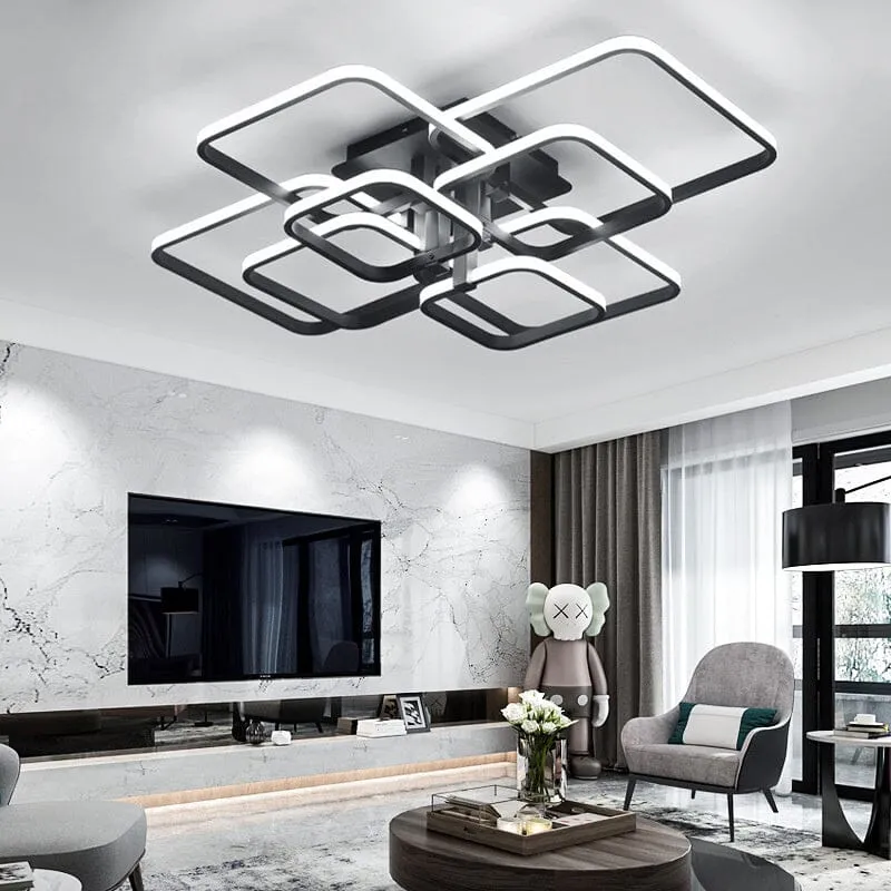 Semi Flush Ceiling Light - Black, Metal