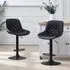Set of 2 Height Adjustable Bar Stools - Black, Faux Leather