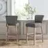 Set of 2 High Back Bar Stools with Footrest - Linen