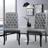 Set of 2 High Back Dining Chairs - Grey, Linen