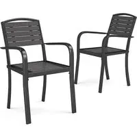 Set of 2/4 Garden Dining Armchairs with Metal Legs - WPC