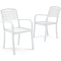Set of 2/4 Garden Dining Armchairs with Metal Legs - WPC