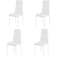 Set of 4 High-Back Dining Chairs - PU Leather, Metal