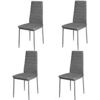Set of 4 High-Back Dining Chairs - PU Leather, Metal
