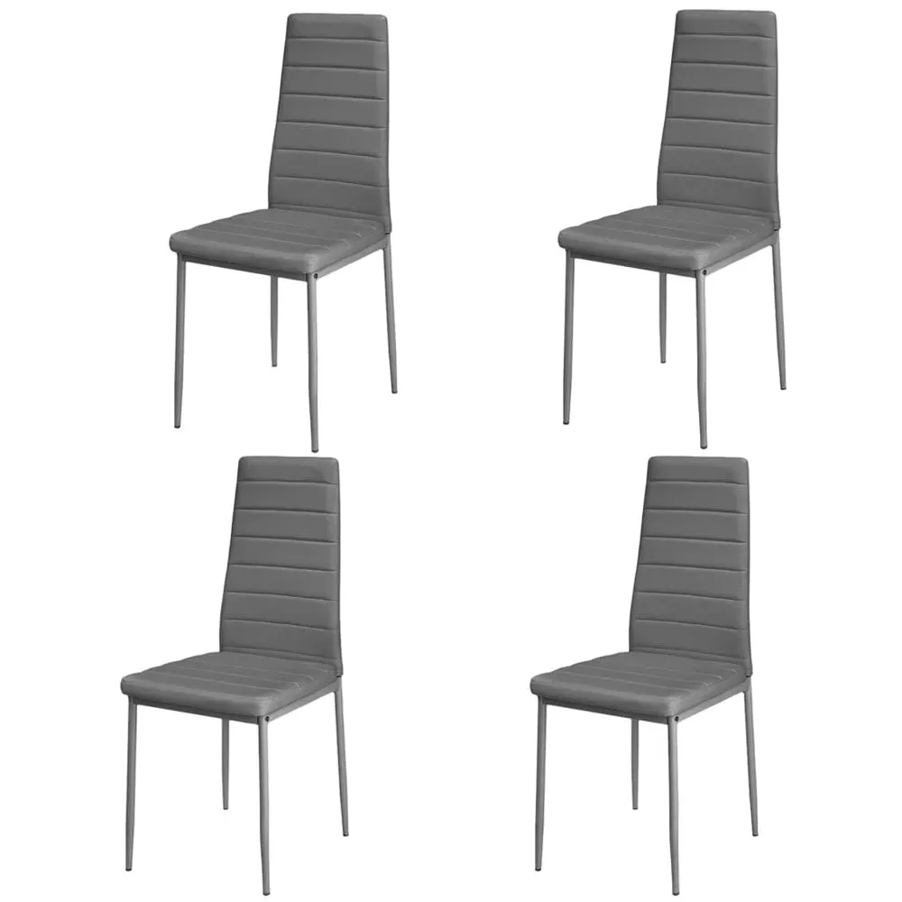 Set of 4 High-Back Dining Chairs - PU Leather, Metal