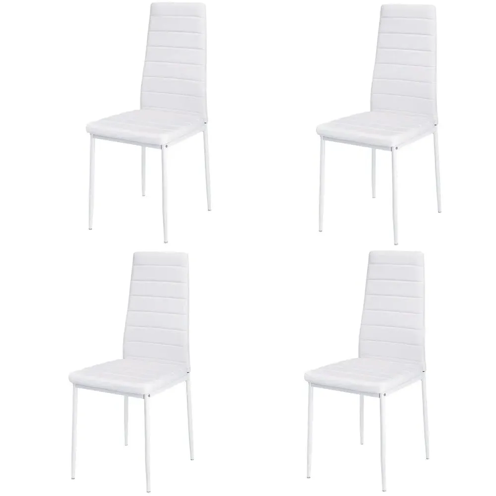 Set of 4 High-Back Dining Chairs - PU Leather, Metal image