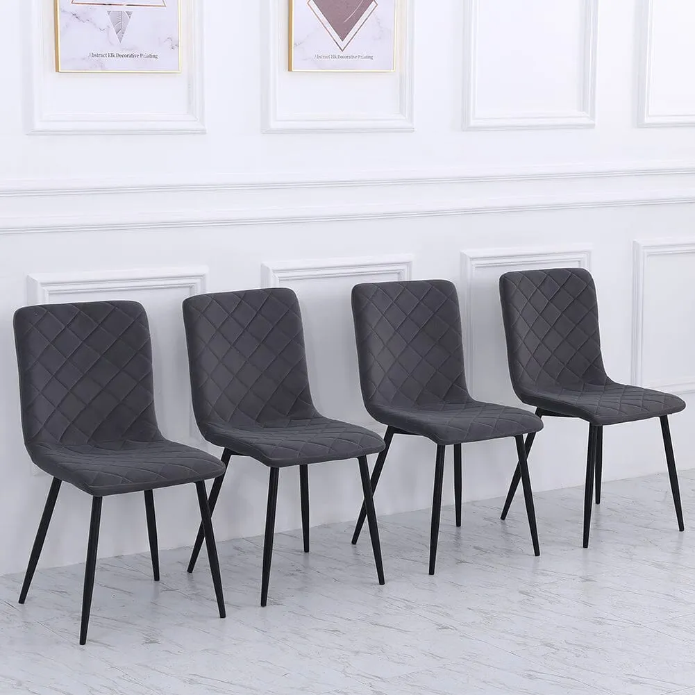 Set of 4 Linen Upholstered Dining Chairs - Metal Base image