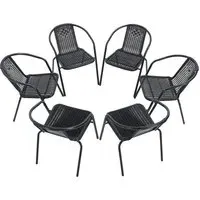 Set of 6 Stackable Patio Dining Side Chairs - Black, Rattan alternate view