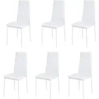 Set of 6 Upholstered Dining Chairs - Faux Leather