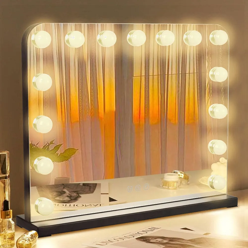 Sheonly Frameless Hollywood Vanity Mirror with 11 Dimmable Lights