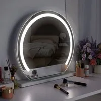 Sheonly Round Vanity Mirror with LED Lights - White