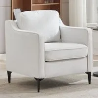 Single Armchair - Beige White, Linen alternate view