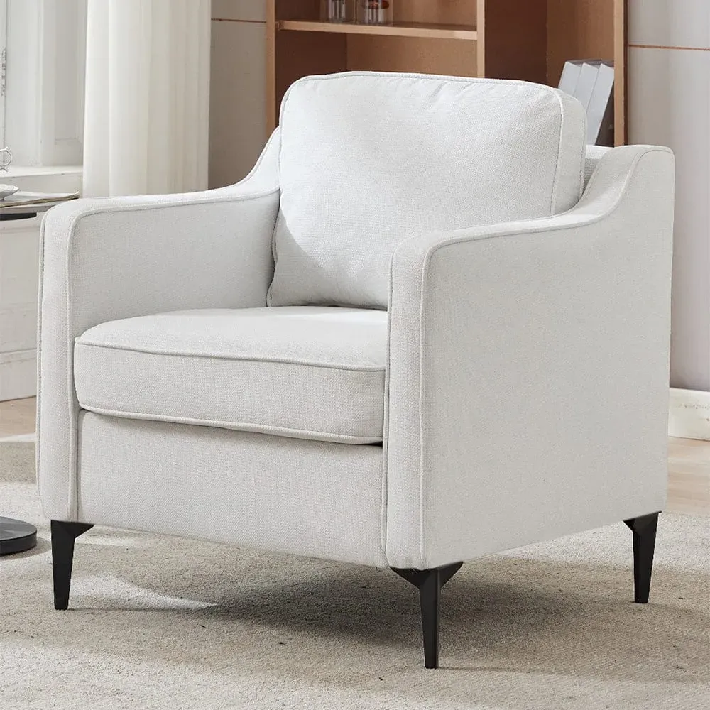 Single Armchair - Beige White, Linen product