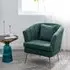 Single Armchair with Gold Metal Legs - Green, Velvet