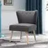 Single Leisure Armchair with Wooden Legs - Grey, Velvet