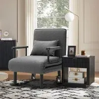 Single Sleeper Chair Convertible Sofa Bed - Grey, Linen