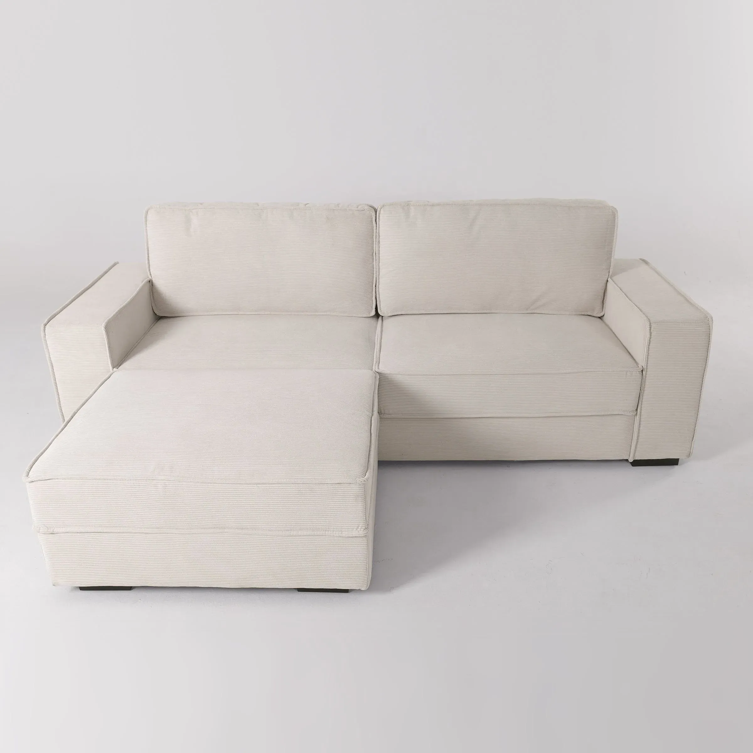 Sofa and Ottoman Set with Footstool - Green, Corduroy