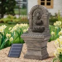 Solar-Powered Water Fountain Rockery Decor with LED Lights