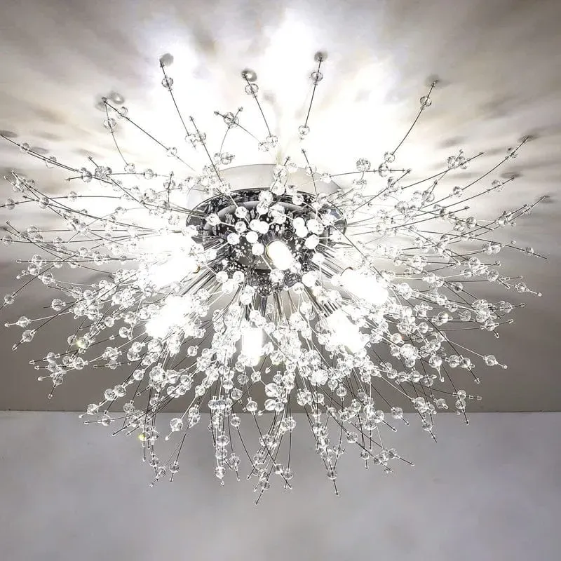 Sputnik 6-Light Flush Mount Ceiling Light - Chrome, Crystal product