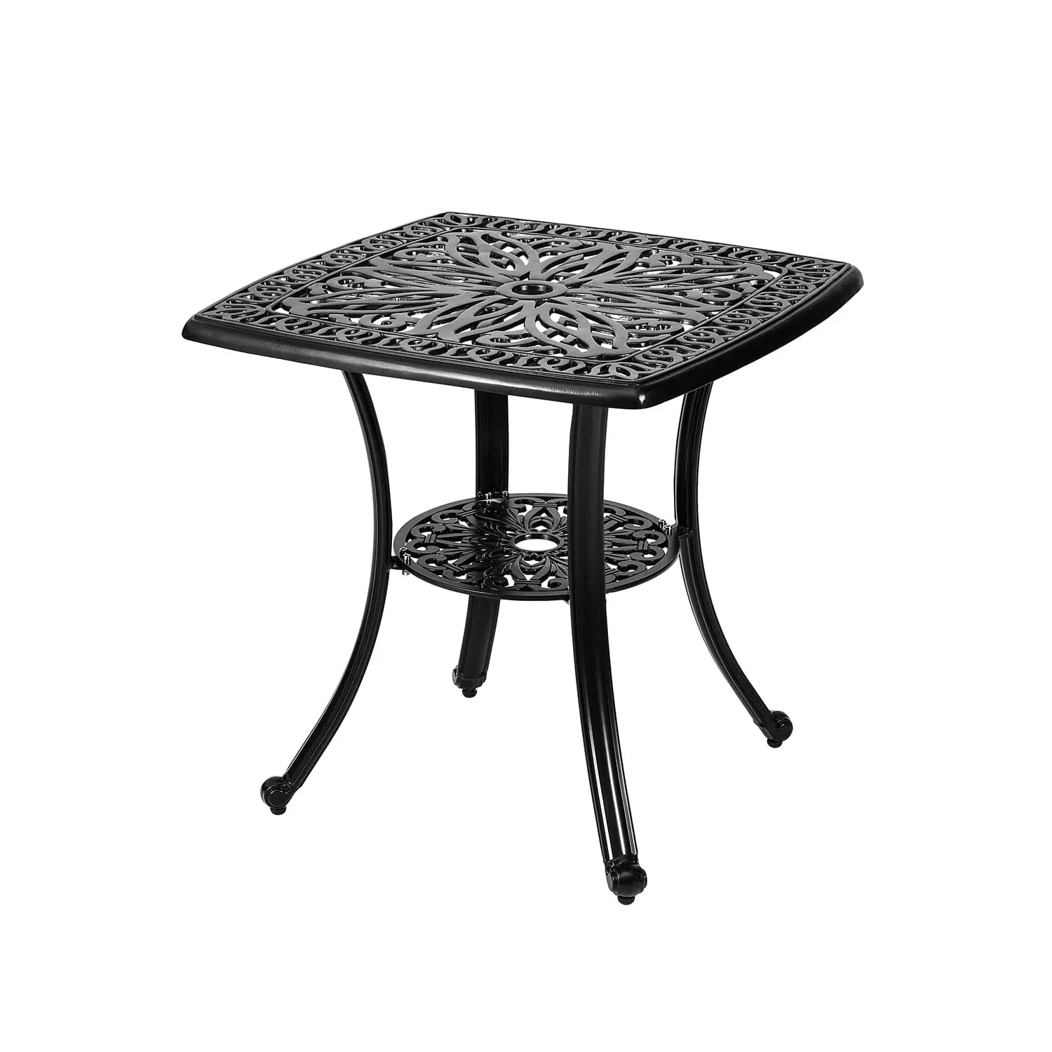 Square Bistro Table with Storage - Black, Cast Aluminium image