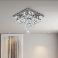 Square Crystal Ceiling Light with Droplets - Chrome