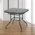 Square Garden Dining Table with Umbrella Hole - Black, Glass