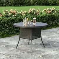 Square Garden Table with Parasol Hole - Rattan, Glass