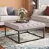 Square Linen Footstool with Metal Frame - Linen