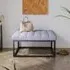 Square Linen Footstool with Metal Frame - Linen