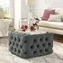 Square Ottoman Footstool with Deep Button Tufting - Velvet