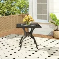 Square Outdoor Dining Table with Umbrella Hole - Black, Cast Aluminium