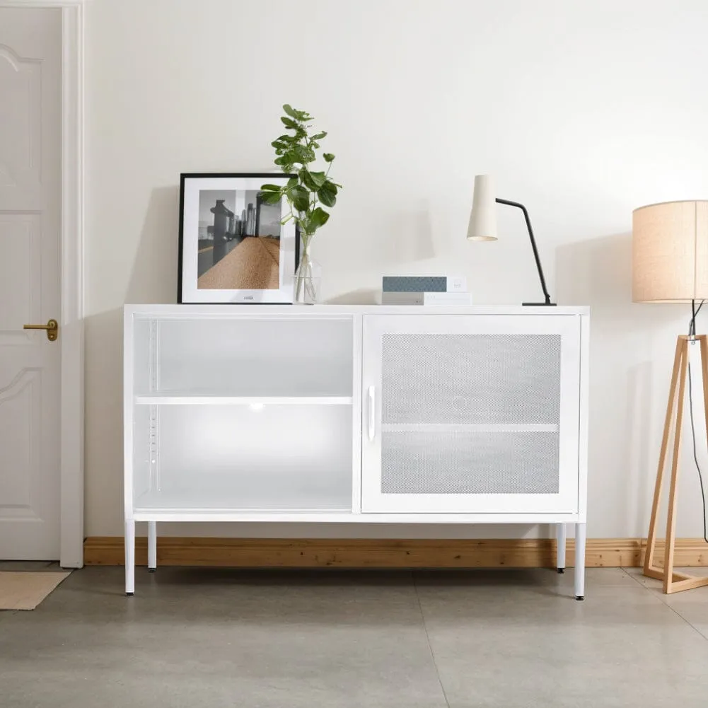 Steel File Cabinet with Open Shelves - White, Metal product
