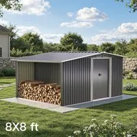 Steel Garden Storage Shed with Gable Roof - Charcoal Black, Galvanized Steel alternate view