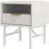 Striped Wooden Nightstand with Drawer - White