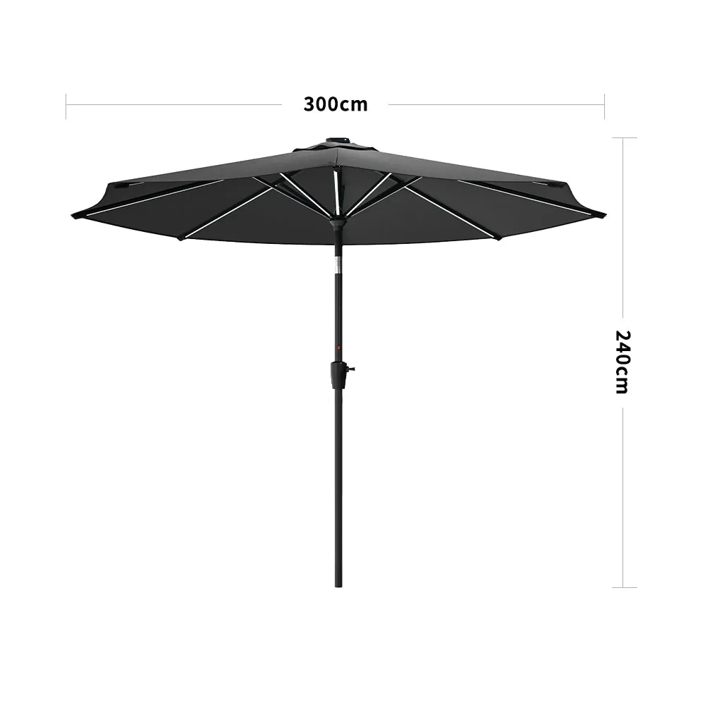 Sunbrella 3M Market Umbrella with Solar LED Lights - Dark Grey, Polyester product