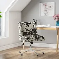 Swivel Office Chair - Milk Cow Print, Velvet