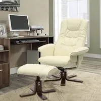 Swivel Recliner Chair with Footstool - PU Leather