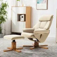 Swivel Recliner with Ottoman - Faux Leather