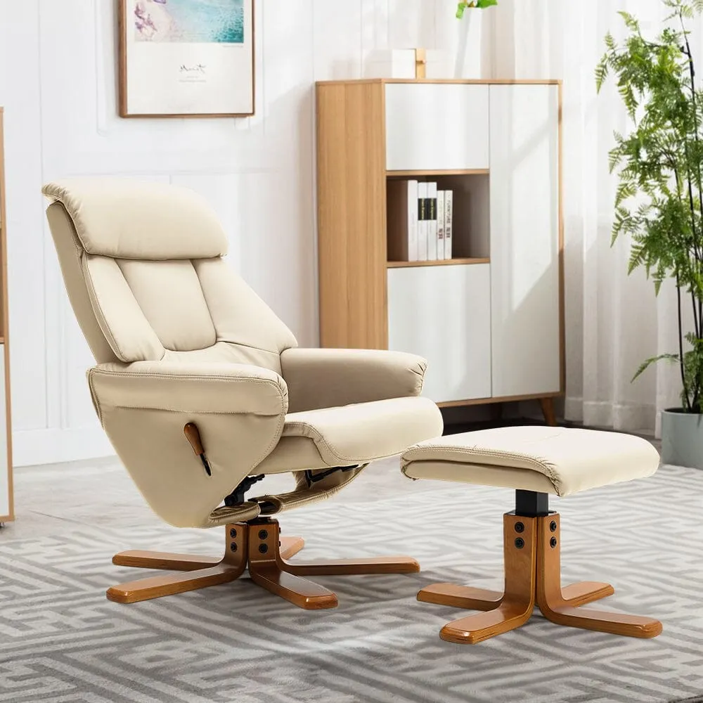 Swivel Recliner with Ottoman - Faux Leather image