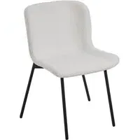 Teddy Fabric Dining Chair with Black Metal Legs - White alternate view