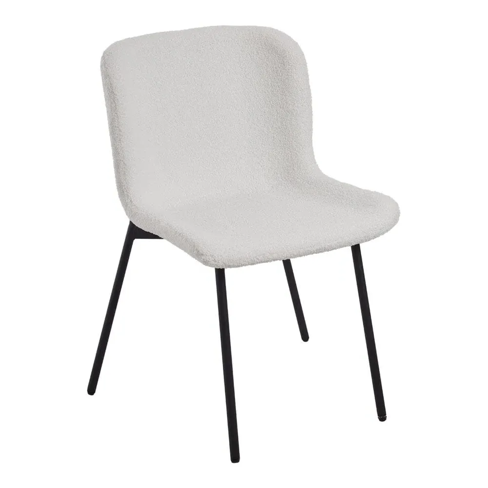 Teddy Fabric Dining Chair with Black Metal Legs - White product