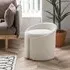 Teddy Fabric Dressing Stool with Low Back - White