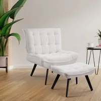Teddy Fleece Accent Chair with Ottoman - White alternate view