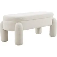 Teddy Fleece Storage Bench with Flip Lid - White alternate view