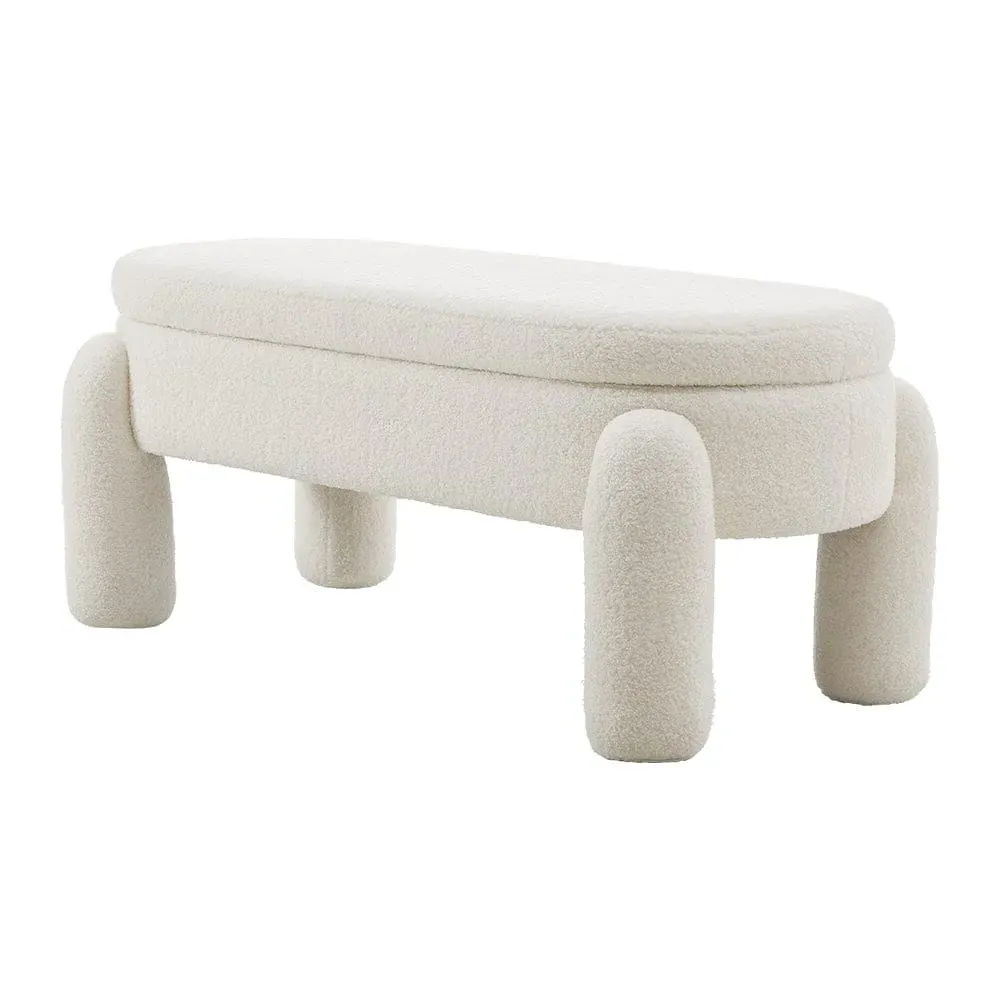 Teddy Fleece Storage Bench with Flip Lid - White product